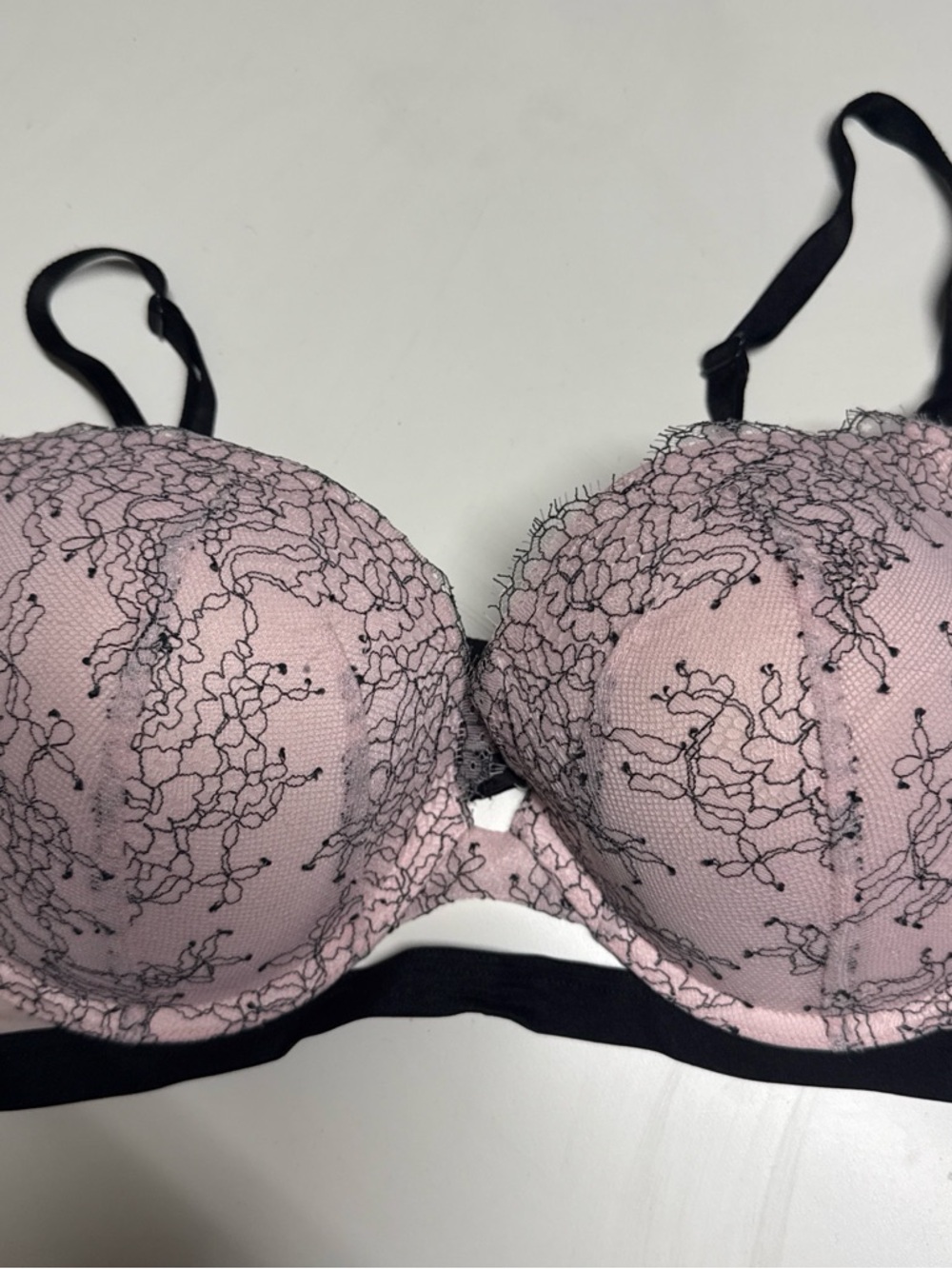 Victoria's Secret Pink Bra with Black Lace Overlay
